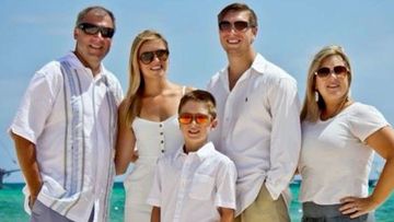 American father Sean Copeland (far left) and his son Brodie (centre front) were killed in the Nice attack. (Supplied)