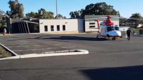The bike rider is expected to be flown to Melbourne for treatment. Picture: 9NEWS