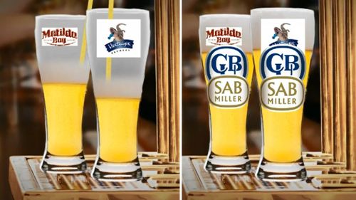 Matilda Bay and Bluetongue are both owned by CUB, which is owned by London-based SAB Miller. (9NEWS)