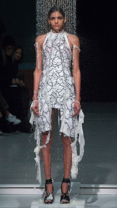 At Chalayan earlier this month, two models stood inside a glass box as gushing water dissolved their paper-like garments to reveal Swarovski-laden dresses underneath. A perfectly crafted Instagram moment, sure - but it was also the cleverest use of technology we saw on the SS16 runways.