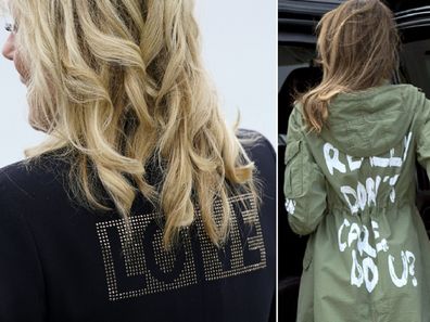 Jill Biden 'love' jacket and Melania Trump 'I don't care' jacket.