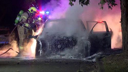 A car was found torched in Kingsgrove.