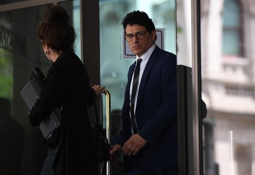 Australian actor Vince Colosimo leaves the Melbourne Magistrates Court in Melbourne today. (AAP)