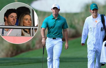 Rory McIlroy with Erica Stoll (inset), and McIlroy with former partner Caroline Wozniacki.