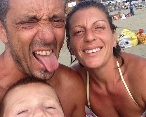 An undated Facebook photo of Roberto Robbiano, 43, top left, Ersilia Piccinino, 41, right, and their nine-year old son Samuel, who were among the victims of the Morandi highway bridge.