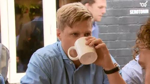 Riewoldt enjoyed a cup of coffee. (9NEWS)
