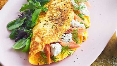 Smoked trout and Persian feta omelette