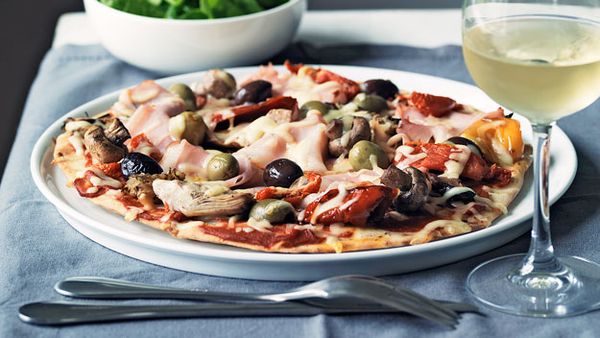 Ham and antipasto pizza