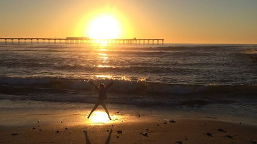 In December Cailee saw the beach for the first time. (Facebook)