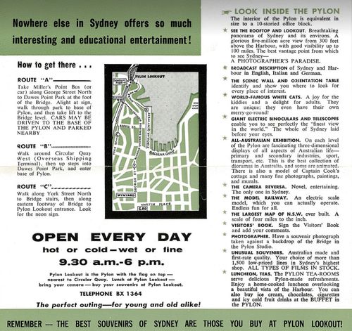 A pamphlet for the pylon lookout described the cats as 'a joy for the kiddies and a delight for adults'. Sydney Harbour Bridge cats 