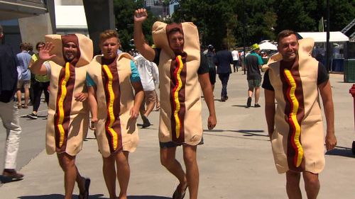 It is unclear why these silly sausages came dressed as hot dogs. (A Current Affair)