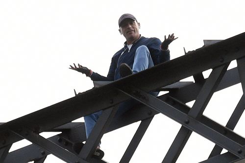 In April, Wayne Cook climbed the Sydney Harbour Bridge, stopping traffic for five and a half hours. Picture: AAP