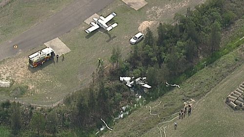 The plane crashed in a paddock near Bankstown Airport. (Supplied)