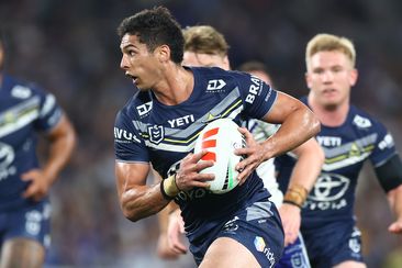 Heilum Luki of the Cowboys in action during the round 27 NRL match between Canterbury Bulldogs and North Queensland Cowboys at Accor Stadium, on September 07, 2024, in Sydney, Australia. (Photo by Mark Nolan/Getty Images)