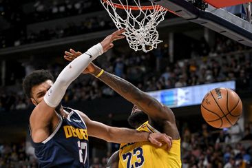 Jamal Murray dunks on LeBron James in Denver&#x27;s win that eliminated the LA Lakers from the Playoffs.