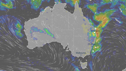 A coastal trough off the east coast is driving the storm and rain activity.