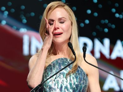 PALM SPRINGS, CALIFORNIA - JANUARY 03: Nicole Kidman accepts the International Star Award onstage during the 36th Annual Palm Springs International Film Awards at Palm Springs Convention Center on January 03, 2025 in Palm Springs, California.  (Photo by Matt Winkelmeyer/Getty Images for Palm Springs International Film Society)