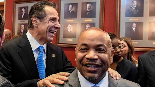 New York Gov. Andrew Cuomo and state Assembly Speaker Carl Heastie last year.