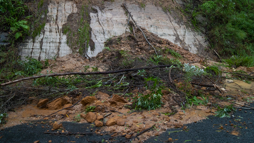 A significant land slip closed a road near Byron Bay on March 30, 2022.