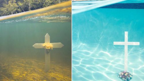 The advertisements feature mock graves underwater. (NSW Government)