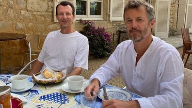 Prince Joachim and Prince Frederik in France at the Ch?teau de Cayx.