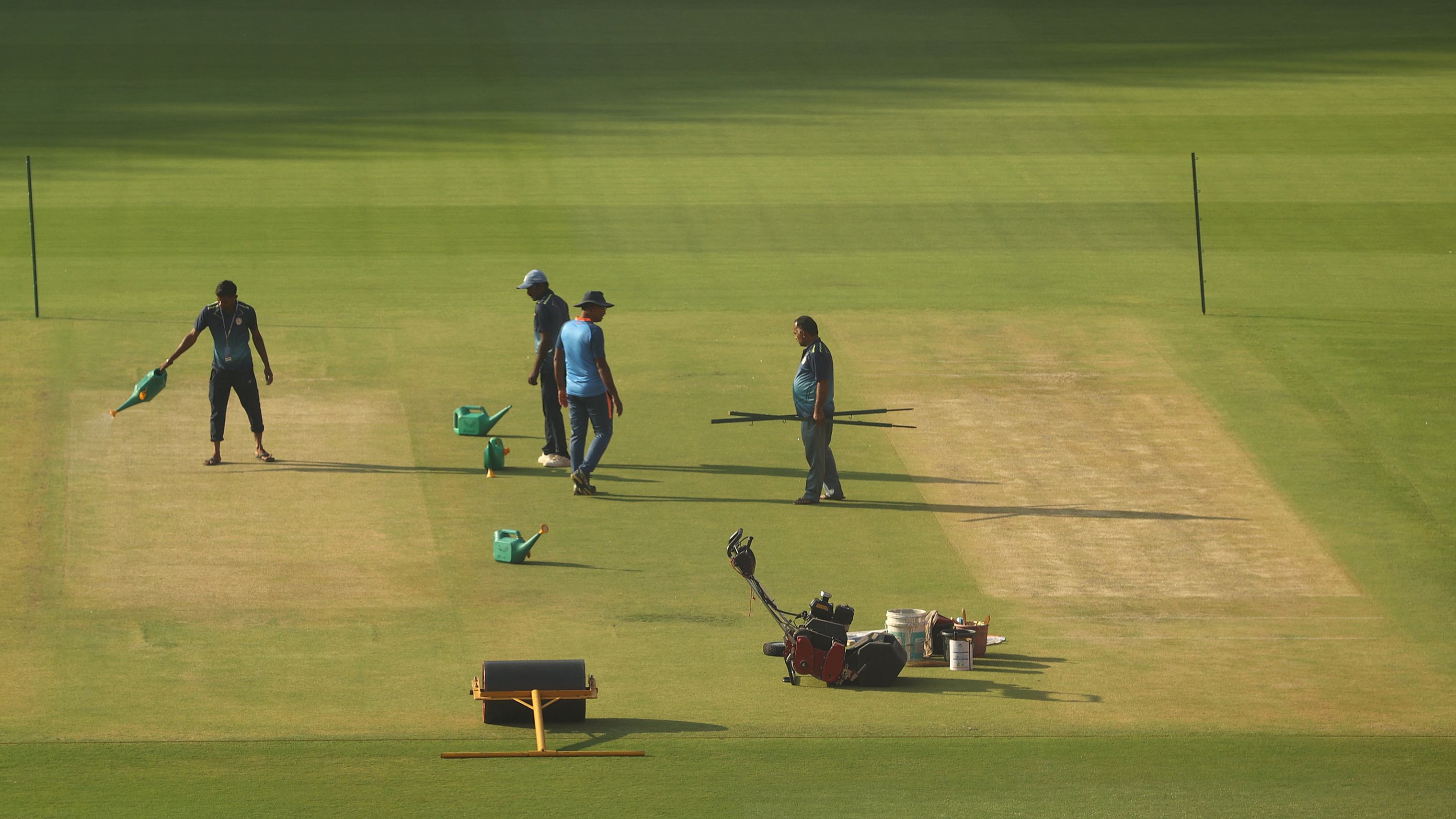 A view of the pitch prior to an Australia Test squad training session at Narendra Modi Stadium in Ahmedabad, India. (Photo by Robert Cianflone/Getty Images)