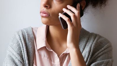 Woman on phone call.