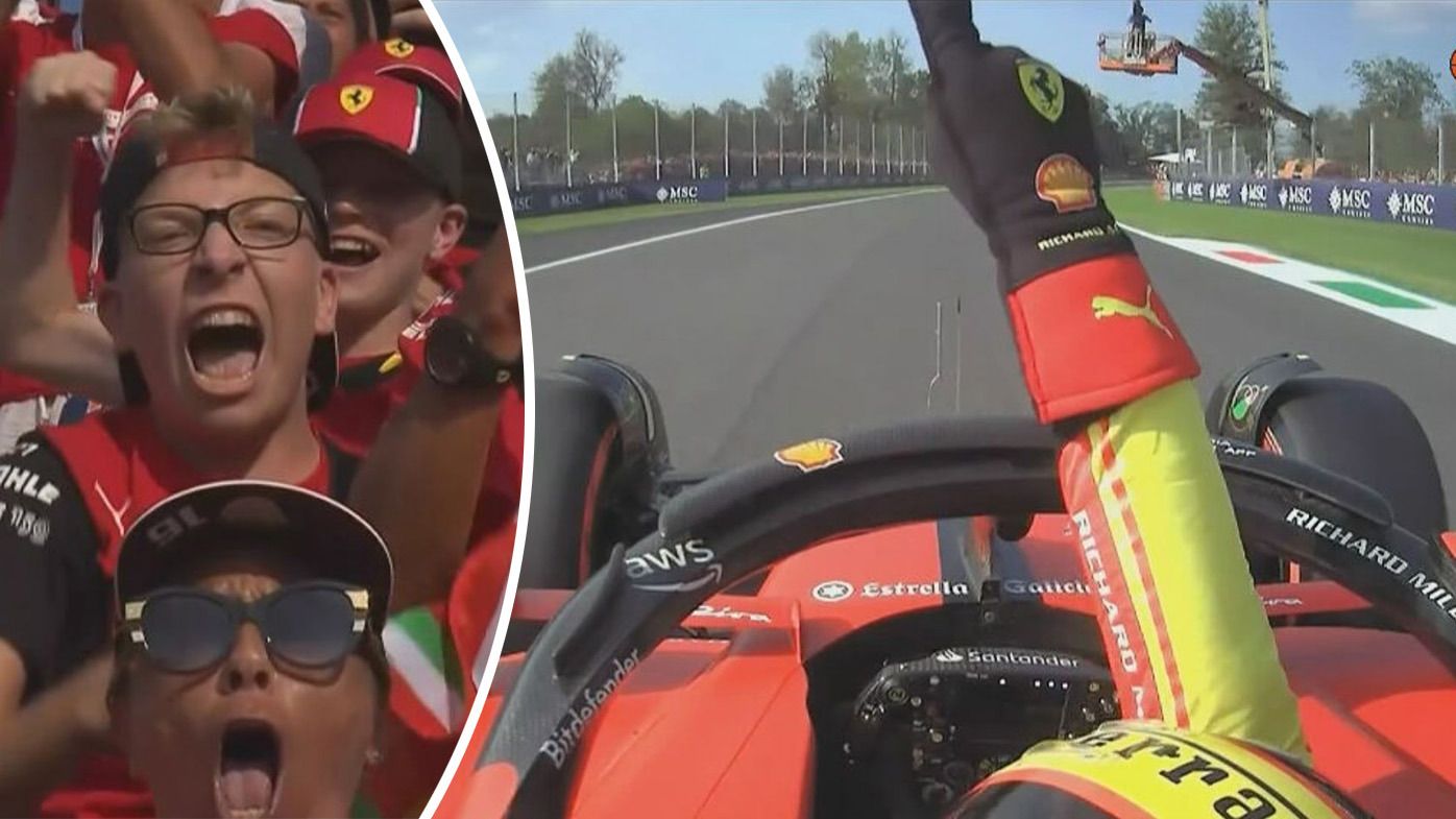 Ferrari fans whipped into frenzy as Carlos Sainz pips Verstappen to Italian Grand Prix pole