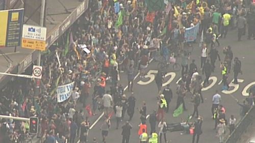 A march in Sydney is disrupting traffic.