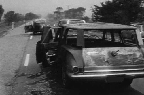 Cars were left burnt out along the Princess Highway.