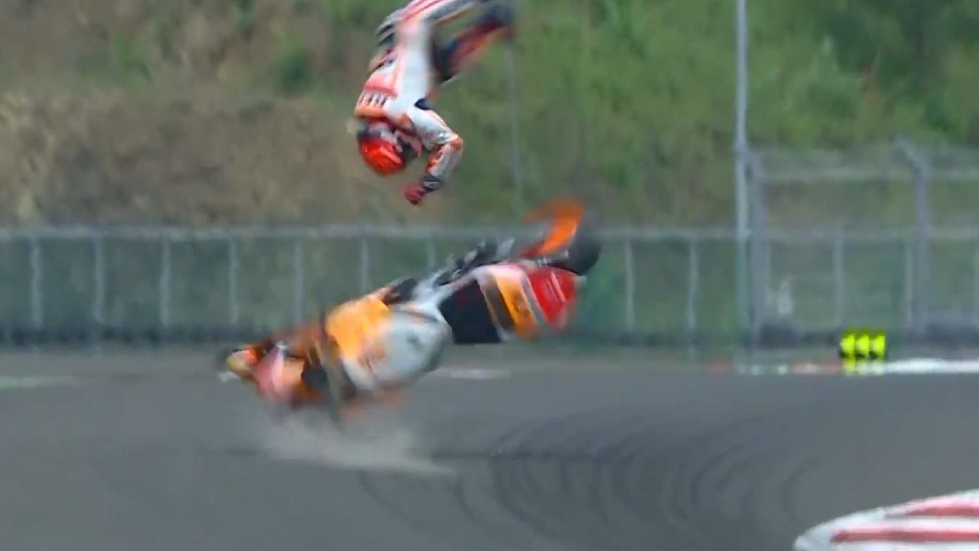 Marc Marquez suffers terrifying highside crash in MotoGP