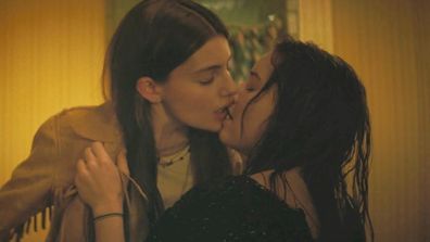 Diana Silvers and Kaitlyn Dever's sex scene has been cut from an airline's screening of the film Booksmart