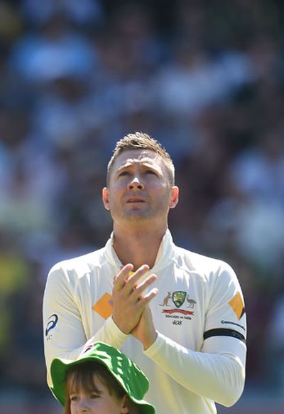Clarke looked towards the heavens at the start of day one. (AAP)