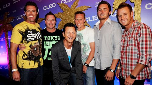 Rod Kerr (second from the left) and the cast of Bondi Rescue at the Cleo Miami Nights Swimsuit Party in Sydney in 2008.