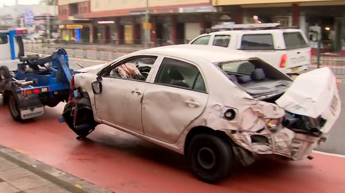 A car came flying off the road and into the front of a shop in Sydney's Inner West overnight. 