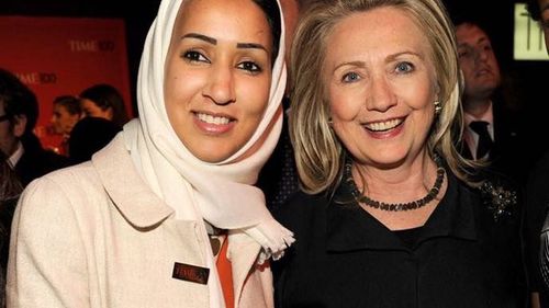 Manal al-Sharif, pictured with former US secretary of state Hillary Clinton.