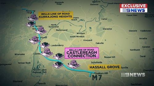 The government's proposal shifted the Castlereagh Connection, placing it in the path of hundreds of homes and businesses. (9NEWS)