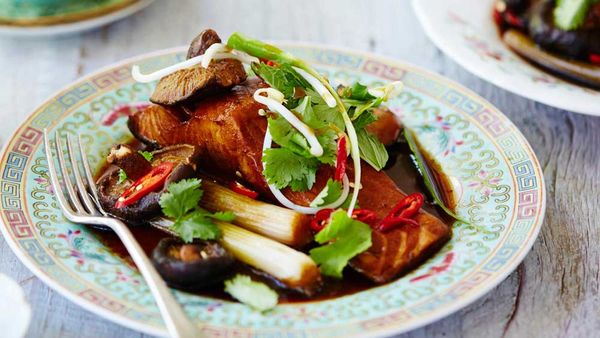 Atlantic salmon poached in Chinese master stock with shiitake mushrooms and coriander salad. Image: Chang's