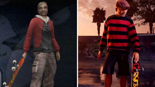 Steve Caballero in the original Tony Hawk's Pro Skater 2 and the remastered version