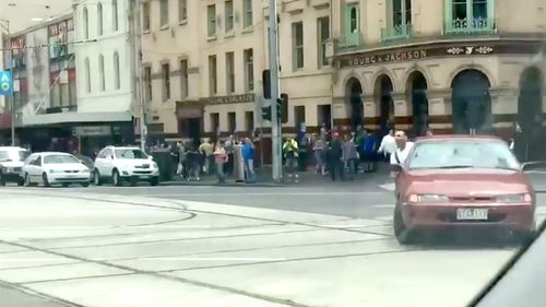 The red car allegedly used to mow down scores of Melbourne pedestrians on Bourke Street.