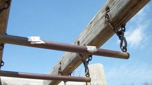 Razor blades glued to playground equipment