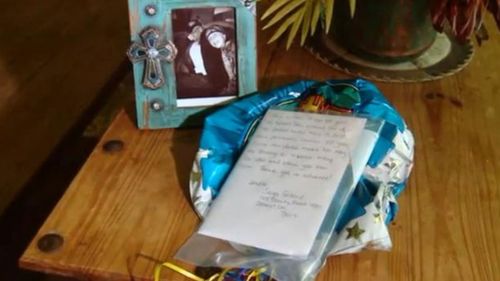 The note and balloons were found near their house.