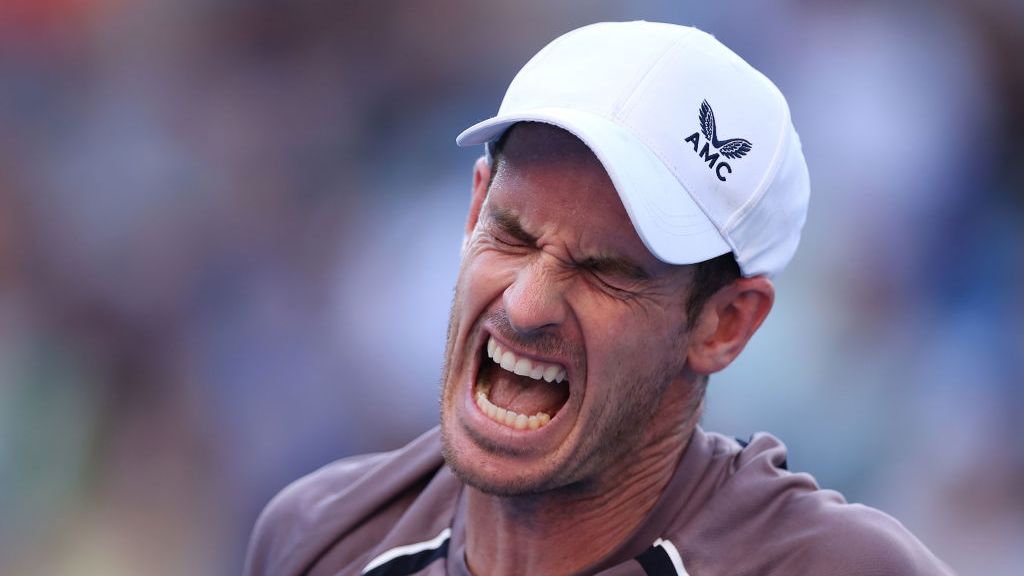 Andy Murray of Great Britain reacts.