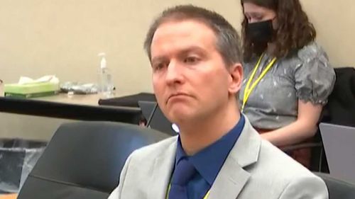 Former Minneapolis police Officer Derek Chauvin listens as his defence attorney Eric Nelson gives closing arguments.