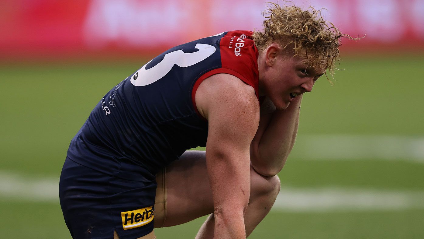 Clayton Oliver of the Demons reacts during the 2021 AFL Grand Final