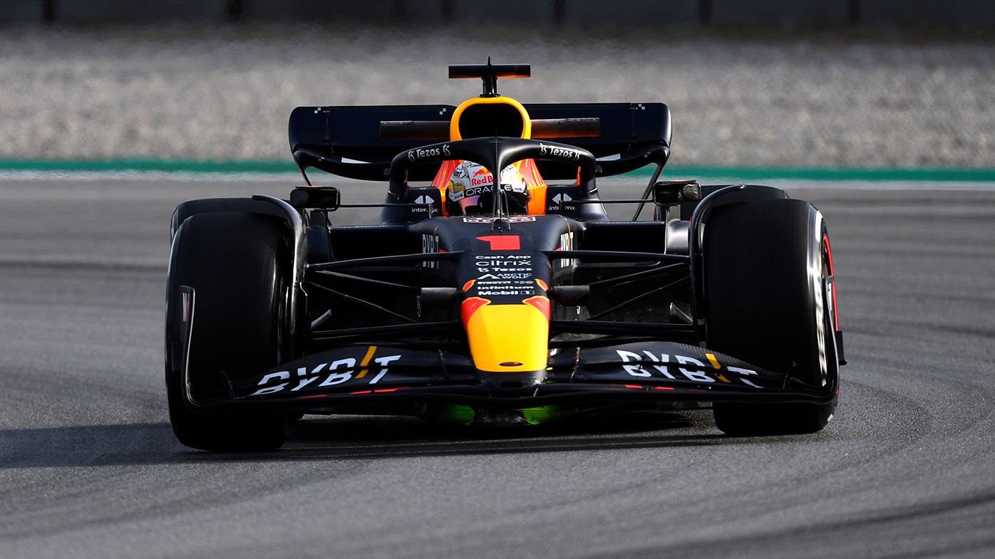 Max Verstappen drives the 2022 Red Bull on the first day of testing in Spain.