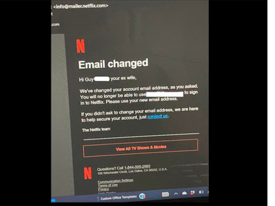 Man discovers wife is cheating on him through message on Netflix account.
