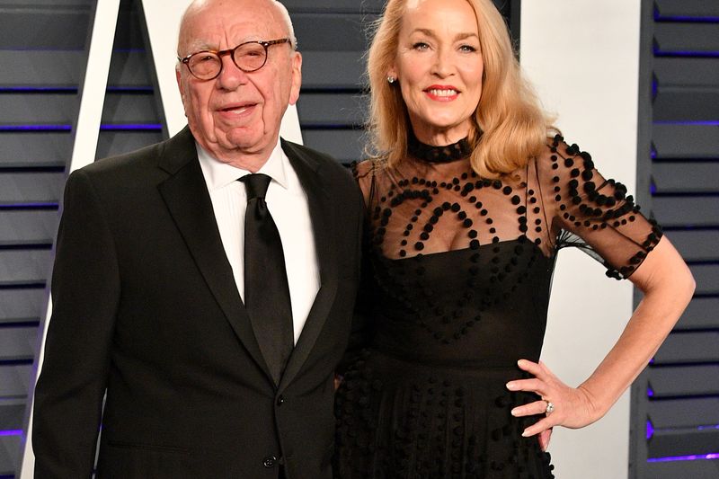 Rupert Murdoch and Jerry Hall attend the 2019 Vanity Fair Oscar Party in Beverly Hills, California.