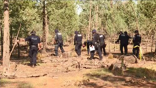 Today's search is the third time police have investigated the forrest, however authorities say new information has given police renewed confidence of finding her body. Picture: 9NEWS.