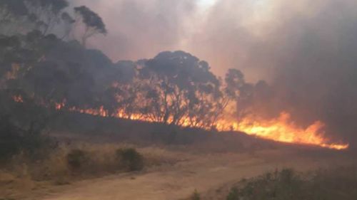 The fire is burning out of control near Sherwood. (Image: Robyn Verrall/Facebook)